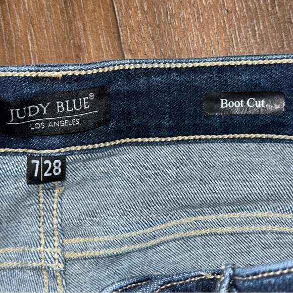 Judy Blue Bootcut Jeans 7 28 Long High Rise Western Cowgirl Dark Blue Wash - Picture 14 of 14